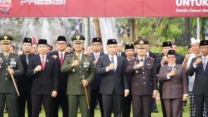 Upacara Hari Bhayangkara Ke-77 Tahun 2023 dengan Tema Polri Presisi Untuk Negeri Pemilu Damai Menuju Indonesia Maju