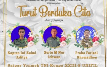 3 Prajurit TNI Gugur dalam Tugas sebagai Pasukan Perdamaian PBB di Lebanon