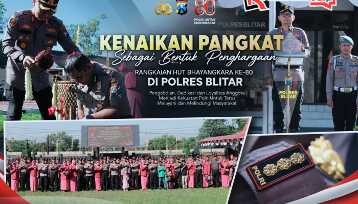 Jelang HUT Bhayangkara ke-80, Kenaikan Pangkat Jadi Kado Pengabdian bagi Personel Polres Blitar